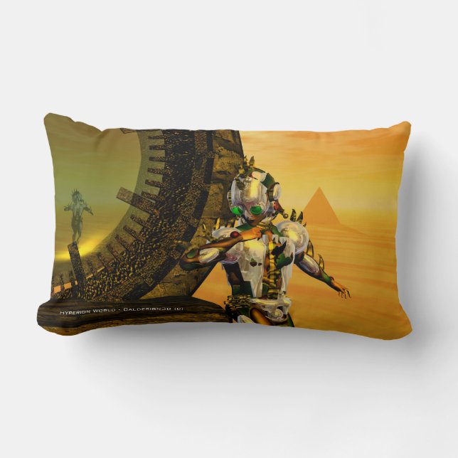 Coussin Rectangle CYBORG TITAN, DÉSERT HYPERION Science-fiction Scif (Recto)