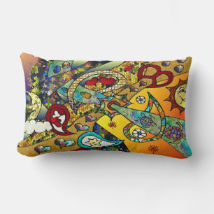 Coussin Rectangle Cycle Psychédélique de vie des années 60 rétro