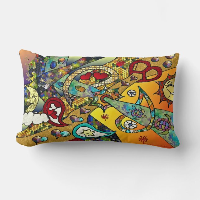 Coussin Rectangle Cycle Psychédélique de vie des années 60 rétro (Recto)
