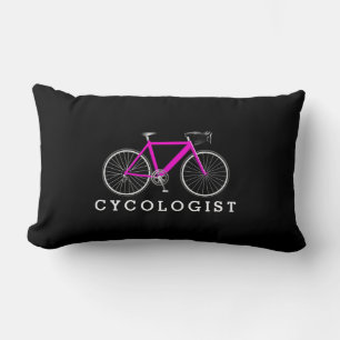 Coussin Rectangle Cycliste Pink Bicycle On Black
