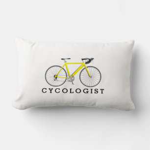 Coussin Rectangle Cycologiste Bicyclette Jaune Sur Fond Blanc