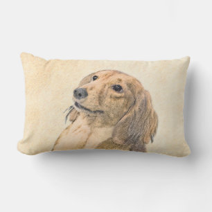 Coussin Rectangle Dachshund (Longhaerien) Peinture - Art Chien origi