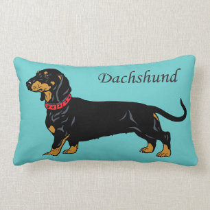 Coussin Rectangle dachshund noir