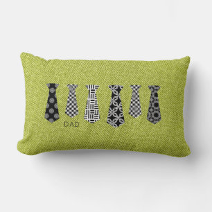 Coussin Rectangle DAD Happy Fête des pères Cravates Green Denim