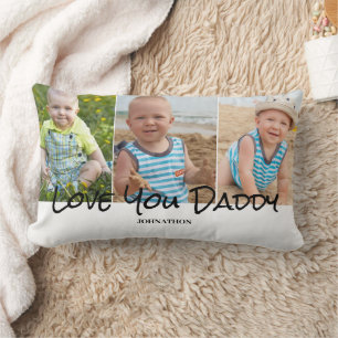 Coussin Rectangle Daddy 3 Photo Collage Jeu d'oreiller