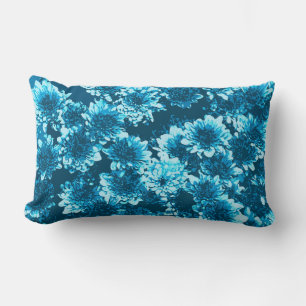Coussin Rectangle Dahlia Motif graphique moderne, Indigo Blue