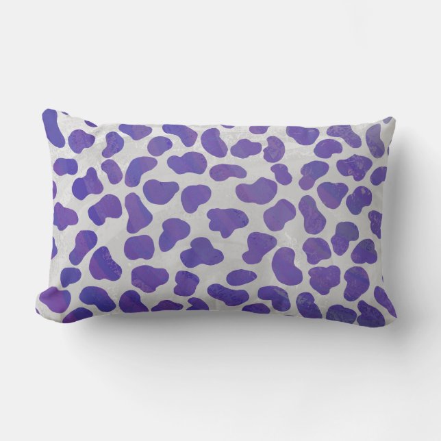 Coussin Rectangle Dalmatien Imprimé Violet et Blanc (Recto)