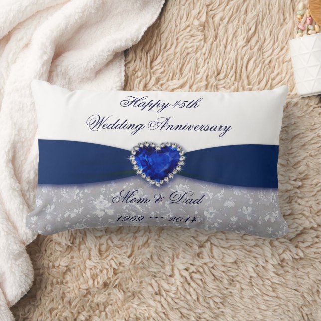 Coussin Rectangle Damask 45e anniversaire de Mariage Jeu d'oreiller (Couverture)
