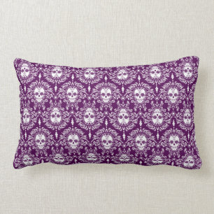 Coussin Rectangle Damassé morte - motif chic de crâne de sucre