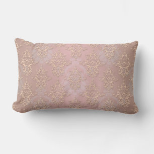 Coussin Rectangle Damassé pêche pastel