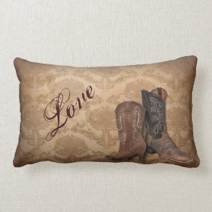 Coussin Rectangle damassé rustique Western Cowboy mariage