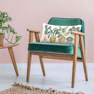 Coussin Rectangle Dame Plante folle   Chic Plantes pointillés