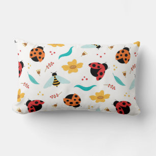 Coussin Rectangle Dames-colorées et Abeilles sur un Fond Floral