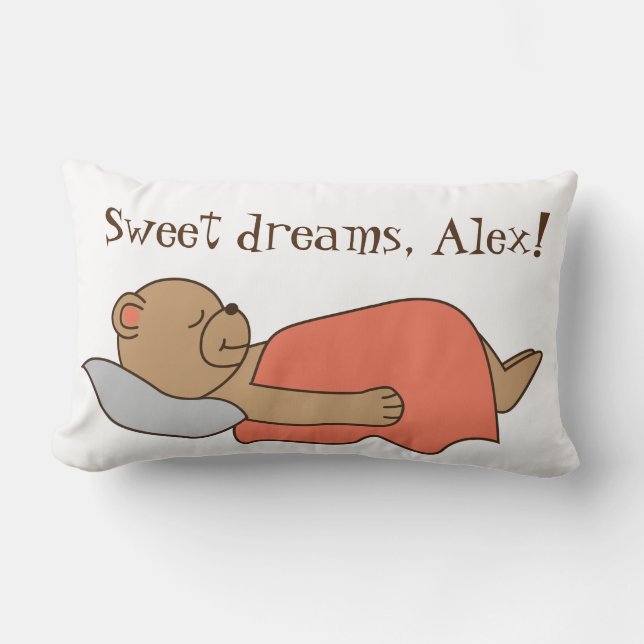 Coussin Rectangle De beaux rêves en peluche de conception d'ours. (Recto)
