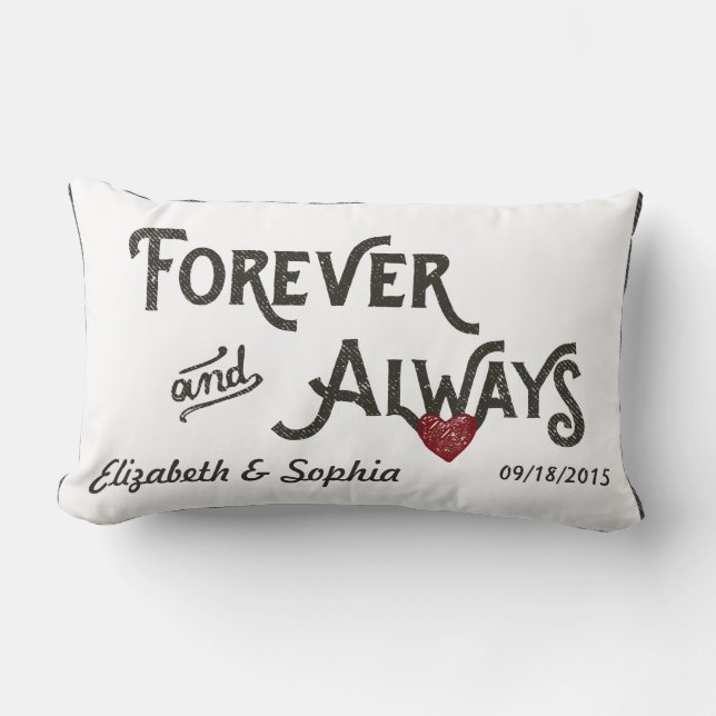 Coussin Rectangle De blanc coeur lesbien pour toujours toujours (Recto)