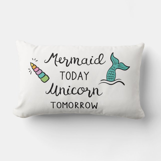 Coussin Rectangle De sirène licorne aujourd'hui demain (Recto)