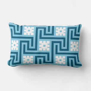 Coussin Rectangle Déco clé grecque, bleu ciel et marine