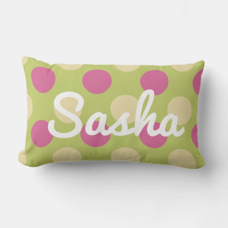 Coussin Rectangle Décor de chambre pour filles rose et vert Polka po