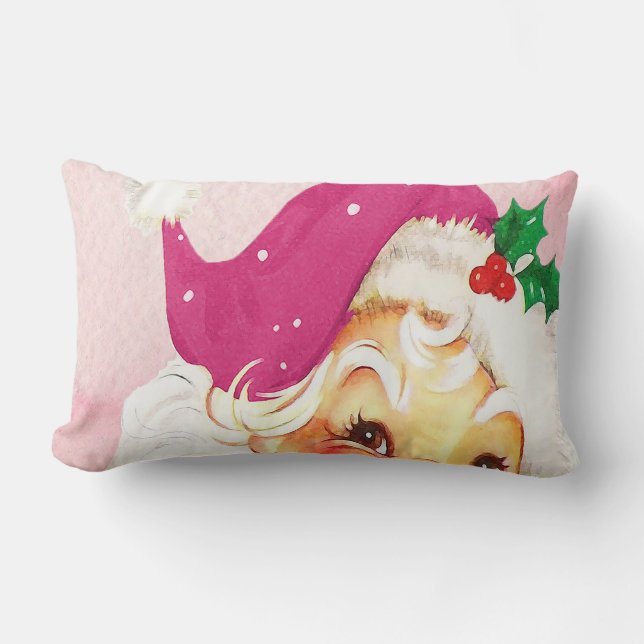 Coussin Rectangle Décor de Noël Père Noël rose (Recto)