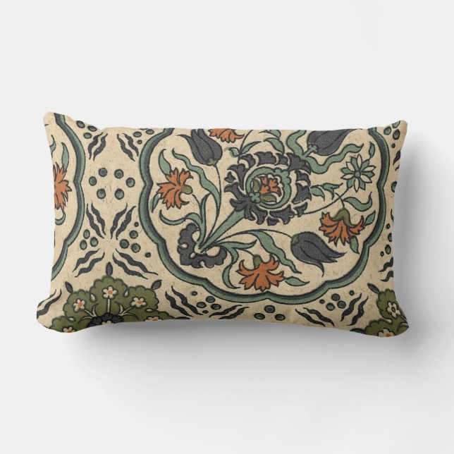 Coussin Rectangle Décor Floral Perse Carrelage (Recto)
