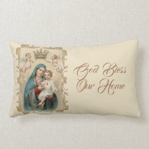 Coussin Rectangle Décor personnalisé d'or de Jésus de bébé de V
