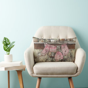 Coussin Rectangle Décor vintage unique dessiné à la main