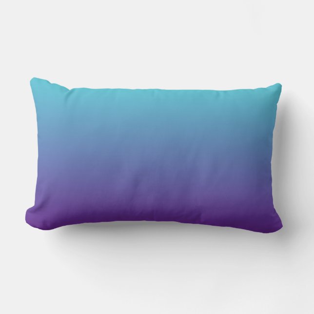 Coussin Rectangle Dégradé de fond simple Turquoise Bleu Violet (Recto)