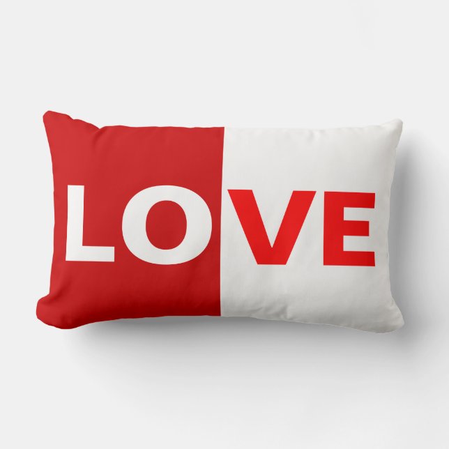 Coussin Rectangle Demi-rouge / Demi-blanc amour (Recto)