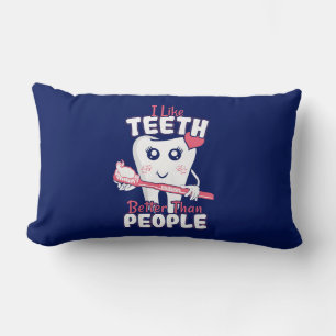 Coussin Rectangle Dentiste drôle - J'aime les dents plus que les gen