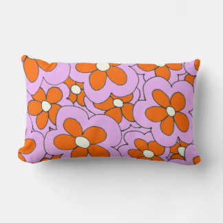 Coussin Rectangle Design à la main orange et rose