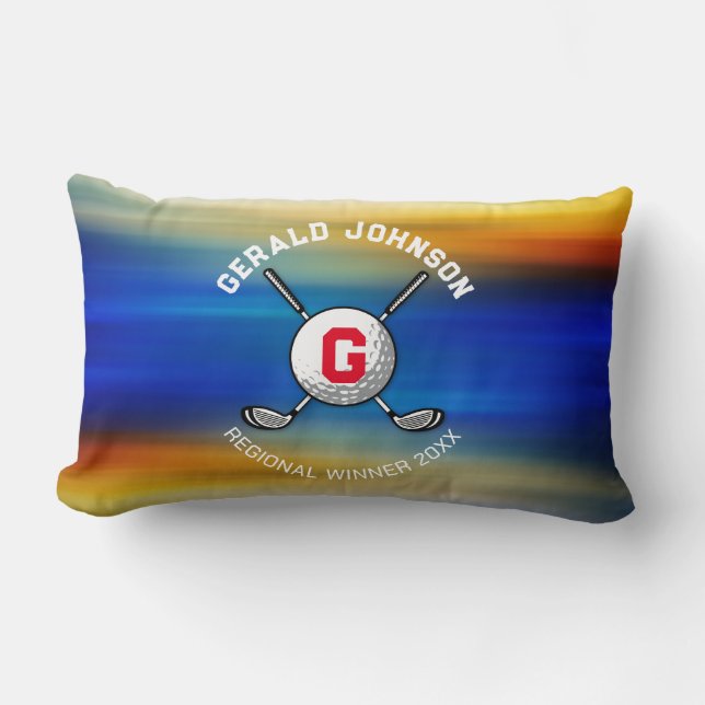 Coussin Rectangle Design minimaliste Élégant Golf Monogramme (Recto)