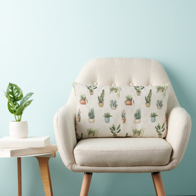 Coussin Rectangle Design Plante aquarelle pointé (Chaise)
