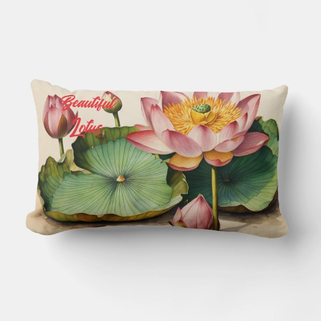Coussin Rectangle Design vintage Lotus Elegance (Recto)