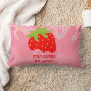 Coussin Rectangle Dessert, Glace à la Fraise, Saupoudrage Arc-en-Cie