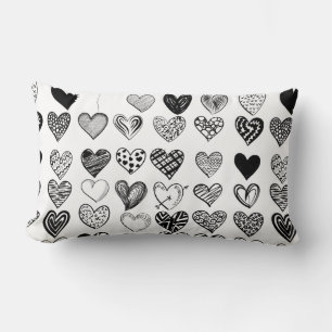 Coussin Rectangle Dessin adorable de Black Heart Scribble