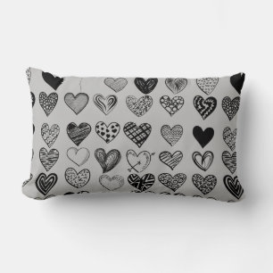 Coussin Rectangle Dessin adorable de Black Heart Scribble
