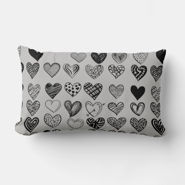 Coussin Rectangle Dessin adorable de Black Heart Scribble (Recto)