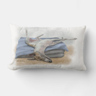 Coussin Rectangle Dessin animé de lévrier gris endormi drôle