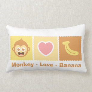 Coussin Rectangle Dessin animé mignon de singe - Amour - Banane