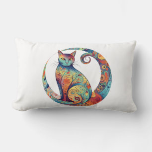 Coussin Rectangle dessin de chat coloré mignon