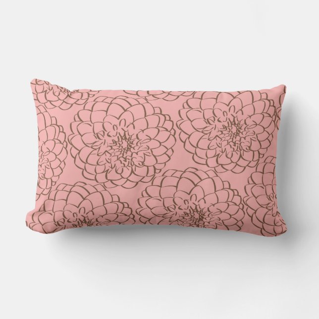 Coussin Rectangle Dessin de croquis rose et Brown élégant de fleur (Recto)