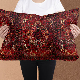 Coussin Rectangle dessin de tapis oriental en rouge foncé