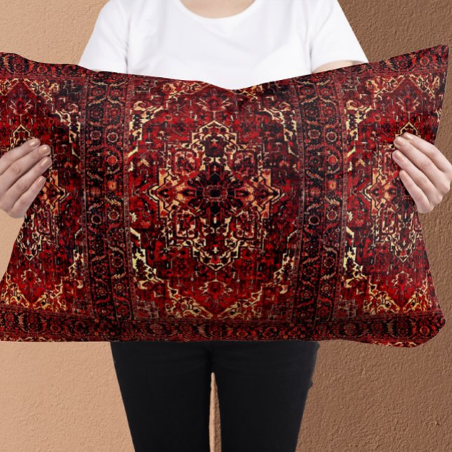 Coussin Rectangle dessin de tapis oriental en rouge foncé (Créateur téléchargé)