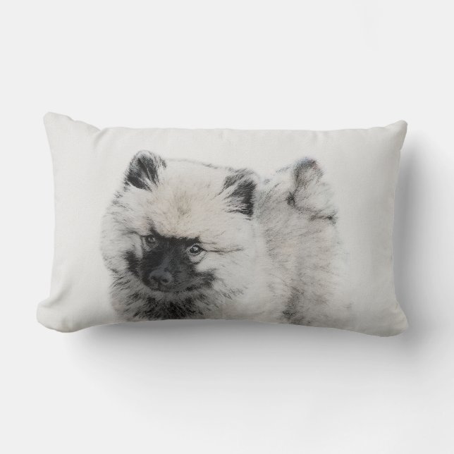 Coussin Rectangle Dessin Keeshony de chiot - Belle pièce originale d (Recto)