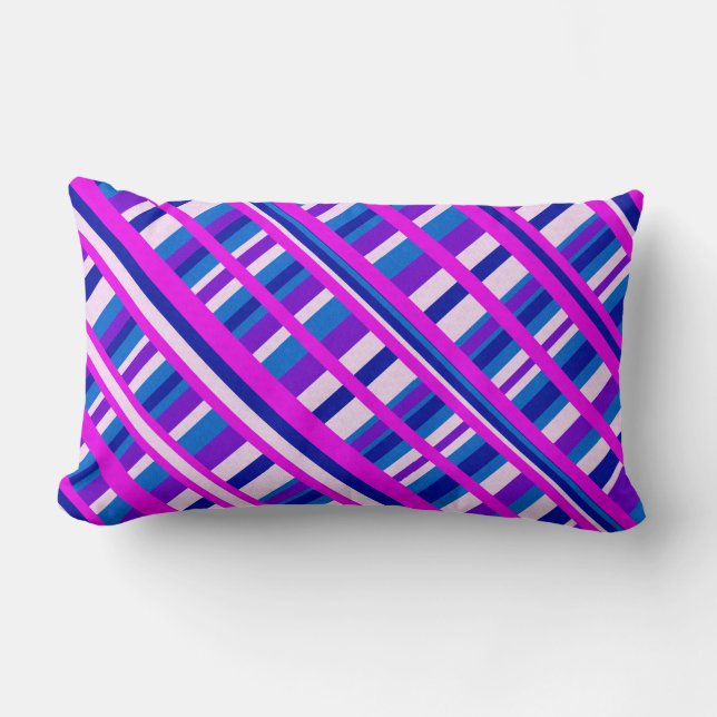 Coussin Rectangle Diagonale bleue rose violet (Recto)