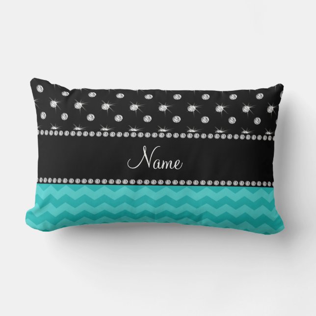 Coussin Rectangle Diamant noir personnalisé de chevrons nommés de (Recto)