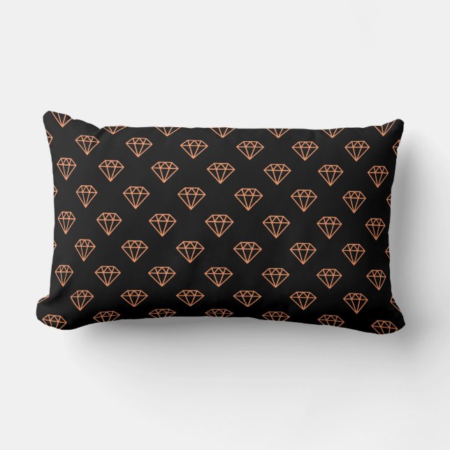 Coussin Rectangle Diamant - Pêcher sur noir (Recto)