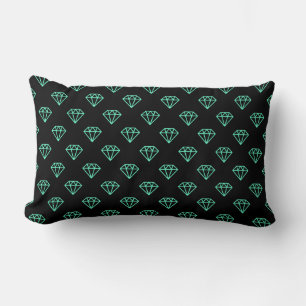 Coussin Rectangle Diamant - Turquoise sur Noir