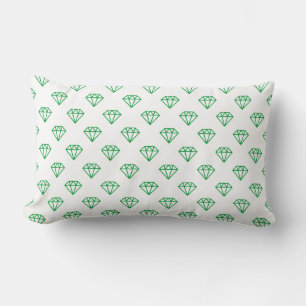 Coussin Rectangle Diamant - Vert d'herbe sur blanc