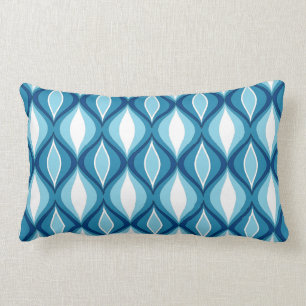 Coussin Rectangle Diamants modernes de la moitié du siècle, bleus 